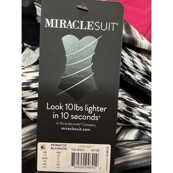 Miraclesuit Love Knot Black&White Underwire Tankini Size 18 DD Cup Msrp $146.00 - Picture 5 of 6